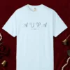 Aura Swash design on a Chambray Comfort Colors 1717 tee, laid flat