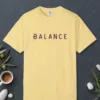 balance-tee-butter-front Balance design on a Butter Comfort Colors 1717 tee, laid flat