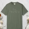 Be Peaceful design on a Moss Comfort Colors 1717 tee, laid flat