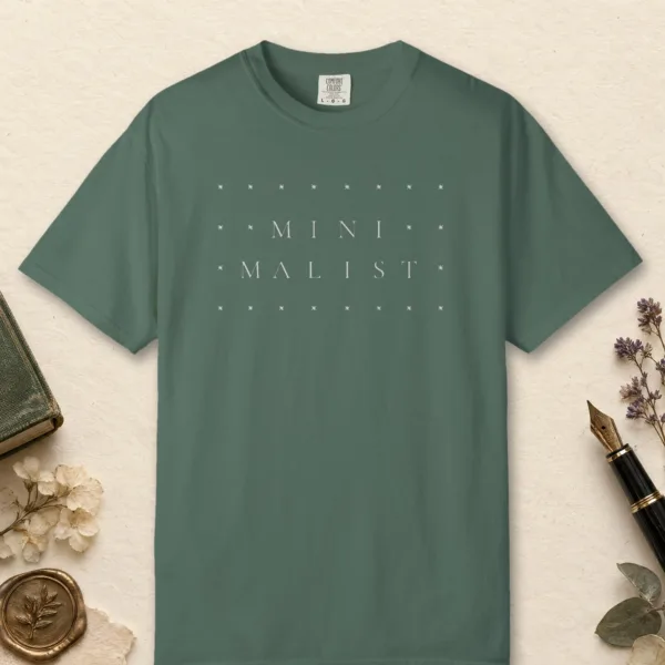 Between Star Rows design on a Blue Spruce Comfort Colors 1717 tee, laid flat