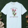blossom-where-planted-tee-chambray-front Blossom Where Planted design on a Chambray Comfort Colors 1717 tee, laid flat