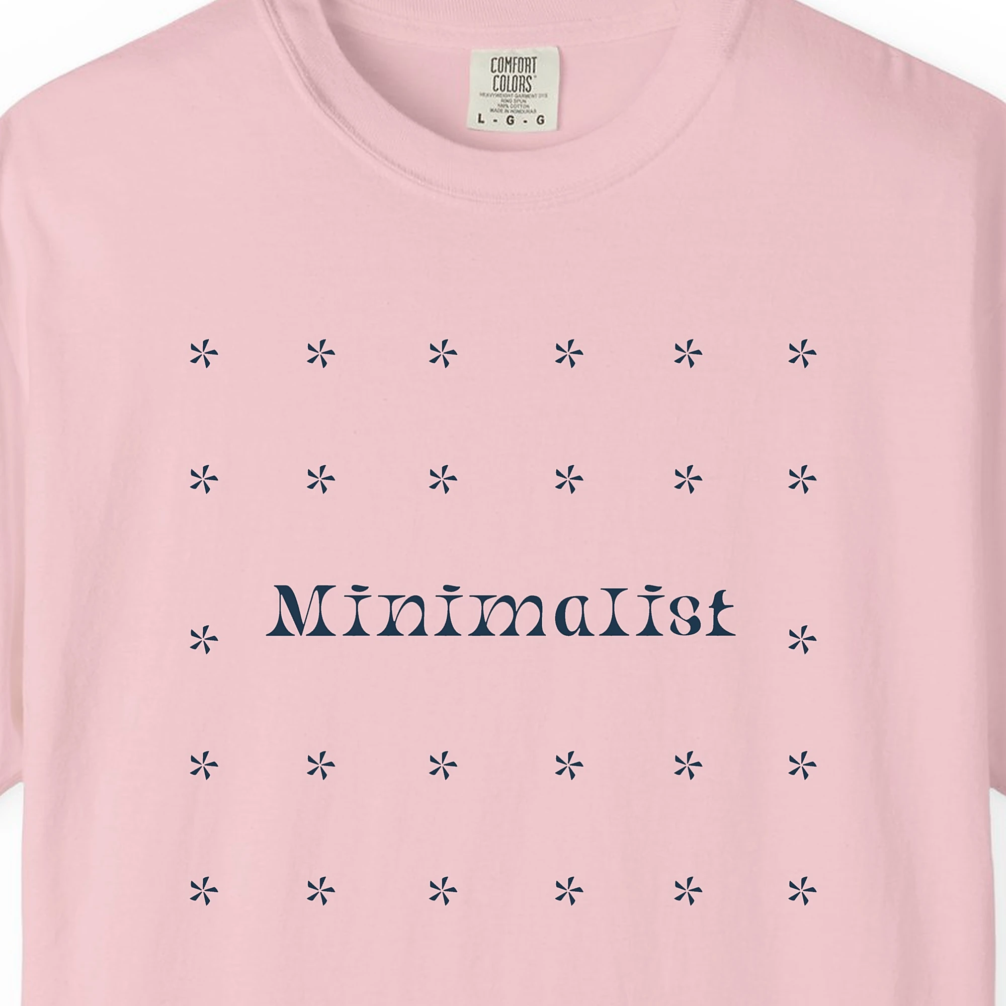 Close-up of the Bold Star Field print on a Blossom Comfort Colors 1717 tee