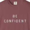 calm-confidence-tee-brick-chest Close-up of the Calm Confidence print on a Brick Comfort Colors 1717 tee