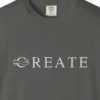 create-tee-pepper-chest Close-up of the Create print on a Pepper Comfort Colors 1717 tee