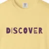 discover-tee-butter-chest Close-up of the Discover print on a Butter Comfort Colors 1717 tee