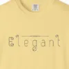 Close-up of the Elegant Outline print on a Butter Comfort Colors 1717 tee