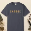 Endure design on a Navy Comfort Colors 1717 tee, laid flat