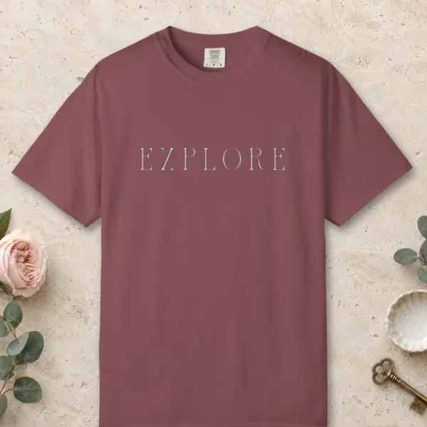 Explore Roman Capitals design on a Brick Comfort Colors 1717 tee, laid flat