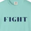 fight-tee-chalky-mint-chest Close-up of the Fight print on a Chalky Mint Comfort Colors 1717 tee