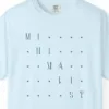 fine-star-stairs-tee-chambray-chest Close-up of the Fine Star Stairs print on a Chambray Comfort Colors 1717 tee