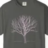 Close-up of the Fine Winter Branches print on a Pepper Comfort Colors 1717 tee
