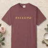 flourish-tee-brick-front Flourish design on a Brick Comfort Colors 1717 tee, laid flat