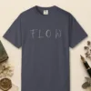 Flow Brush Capitals design on a Navy Comfort Colors 1717 tee, laid flat