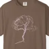 Close-up of the Flowing Line Tree print on a Espresso Comfort Colors 1717 tee