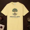 from-small-roots-tee-butter-front From Small Roots design on a Butter Comfort Colors 1717 tee, laid flat