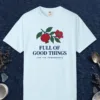 full-of-good-things-tee-chambray-front Full of Good Things design on a Chambray Comfort Colors 1717 tee, laid flat