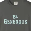 generous-spirit-tee-pepper-chest Close-up of the Generous Spirit print on a Pepper Comfort Colors 1717 tee