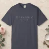 Glimmer Scroll design on a Navy Comfort Colors 1717 tee, laid flat