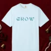 Grow design on a Chambray Comfort Colors 1717 tee, laid flat