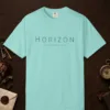 Horizon Line design on a Chalky Mint Comfort Colors 1717 tee, laid flat