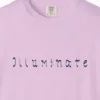 illuminate-hand-lettered-tee-orchid-chest Close-up of the Illuminate Hand-Lettered print on a Orchid Comfort Colors 1717 tee