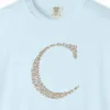 initial-c-tee-chambray-chest Close-up of the Initial C print on a Chambray Comfort Colors 1717 tee