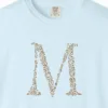 initial-m-tee-chambray-chest Close-up of the Initial M print on a Chambray Comfort Colors 1717 tee