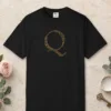 initial-q-tee-black-front Initial Q design on a Black Comfort Colors 1717 tee, laid flat
