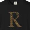 initial-r-tee-black-chest Close-up of the Initial R print on a Black Comfort Colors 1717 tee