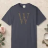 initial-w-tee-navy-front Initial W design on a Navy Comfort Colors 1717 tee, laid flat