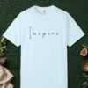 inspire-hand-drawn-tee-chambray-front Inspire Hand-Drawn design on a Chambray Comfort Colors 1717 tee, laid flat