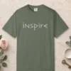 inspire-tee-moss-front Inspire design on a Moss Comfort Colors 1717 tee, laid flat