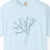 Close-up of the Leaning Bare Tree print on a Chambray Comfort Colors 1717 tee