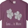 Close-up of the Less Is More Flowers print on a Berry Comfort Colors 1717 tee