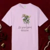 Let Your Spirit Blossom design on a Orchid Comfort Colors 1717 tee, laid flat