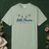 Little Flowers Lasting Joy design on a Bay Comfort Colors 1717 tee, laid flat