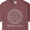 minimalist-at-heart-tee-brick-chest Close-up of the Minimalist at Heart print on a Brick Comfort Colors 1717 tee