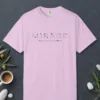 Mirage Hairline design on a Orchid Comfort Colors 1717 tee, laid flat
