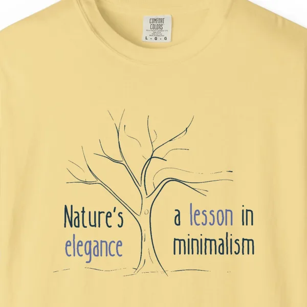 Close-up of the Nature's Elegance print on a Butter Comfort Colors 1717 tee