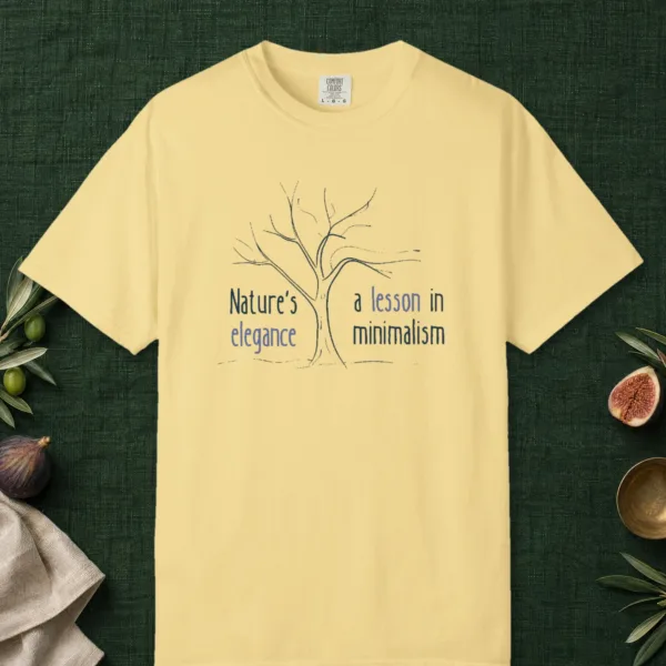 Nature's Elegance design on a Butter Comfort Colors 1717 tee, laid flat