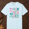 New Goals New Dreams design on a Chambray Comfort Colors 1717 tee, laid flat