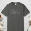 Old Gnarled Tree design on a Pepper Comfort Colors 1717 tee, laid flat