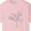 Close-up of the Open Branches print on a Blossom Comfort Colors 1717 tee