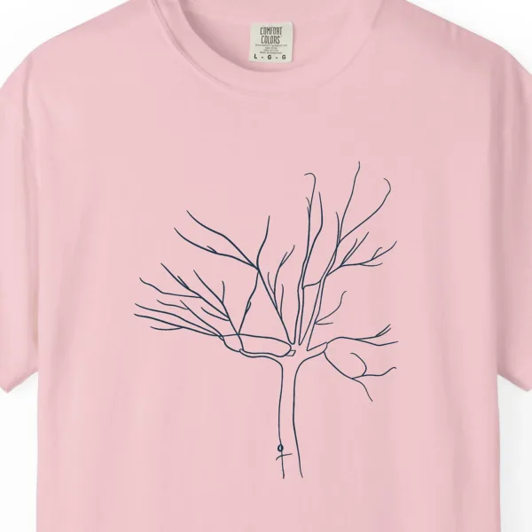 Close-up of the Open Branches print on a Blossom Comfort Colors 1717 tee