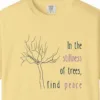 Close-up of the Peace in the Trees print on a Butter Comfort Colors 1717 tee