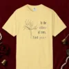 Peace in the Trees design on a Butter Comfort Colors 1717 tee, laid flat