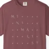 Close-up of the Pen Star Stairs print on a Brick Comfort Colors 1717 tee