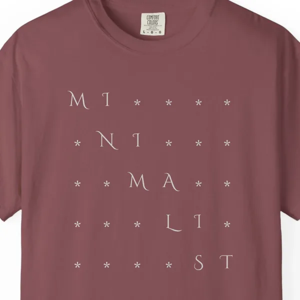 Close-up of the Pen Star Stairs print on a Brick Comfort Colors 1717 tee