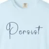 persist-tee-chambray-chest Close-up of the Persist print on a Chambray Comfort Colors 1717 tee