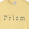 Close-up of the Prism Slab Serif print on a Butter Comfort Colors 1717 tee